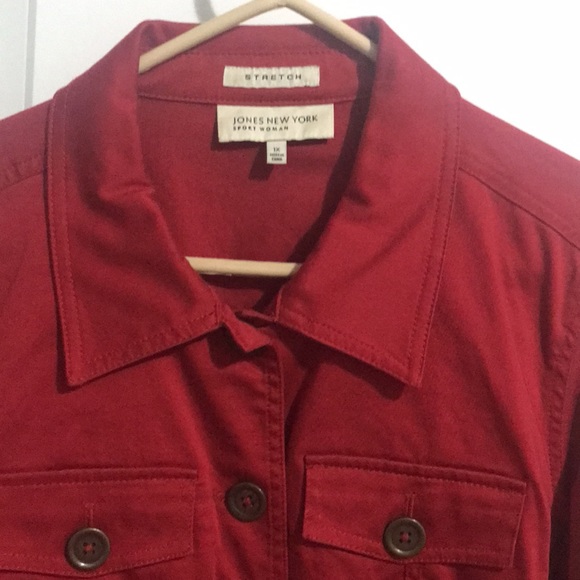 Jones NEw York stretchy size 1x red safari jacket - Picture 2 of 3